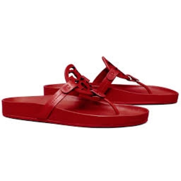 NWT Authentic Tory Burch Miller Cloud Red Leather Thong Sandals Size 11 M - Picture 6 of 16